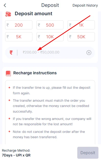 Add the deposit amount